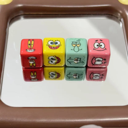 Spongebob Square Acrylic Square Beads 16mm Vibrant Cartoon Faces 10pcs