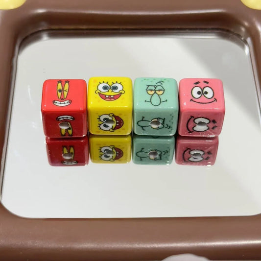 Spongebob Square Acrylic Square Beads 16mm Vibrant Cartoon Faces 10pcs