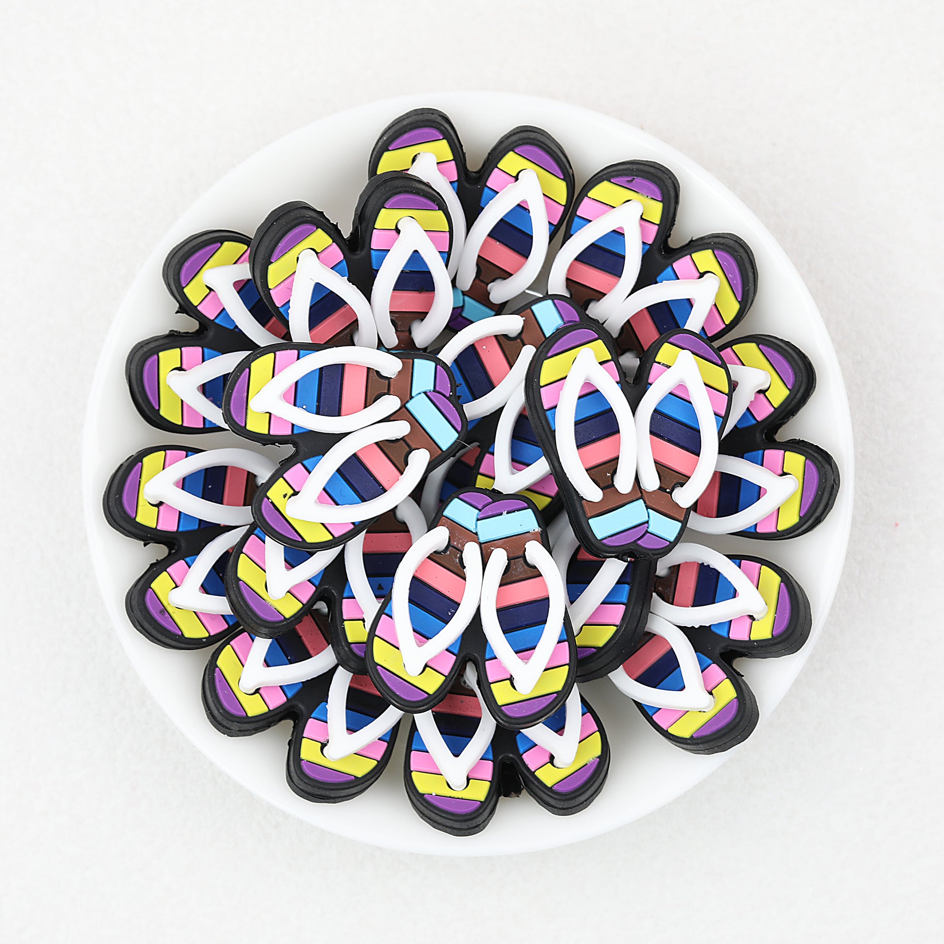 Colorful Flip Flops 3D Silicone Focal Beads 20 pcs 3