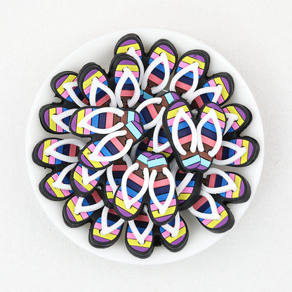 Colorful Flip Flops 3D Silicone Focal Beads 20 pcs 3