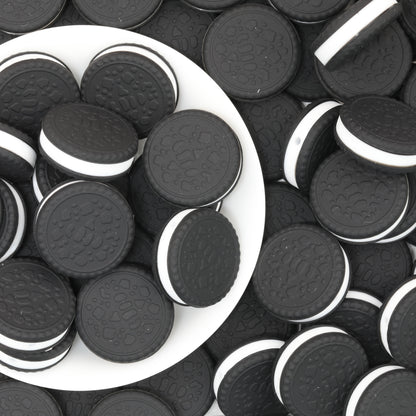 3D Black Cookie Silicone Focal Beads 20pcs