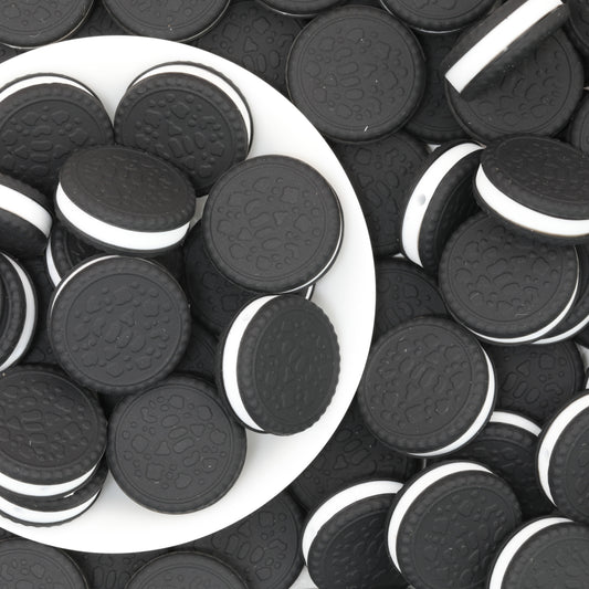 3D Black Cookie Silicone Focal Beads 20pcs