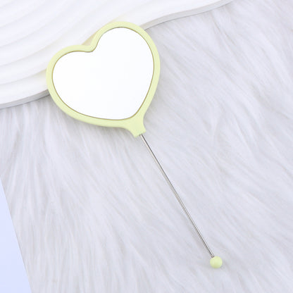 Beadable Plastic Mirrors Handheld Heart-shaped