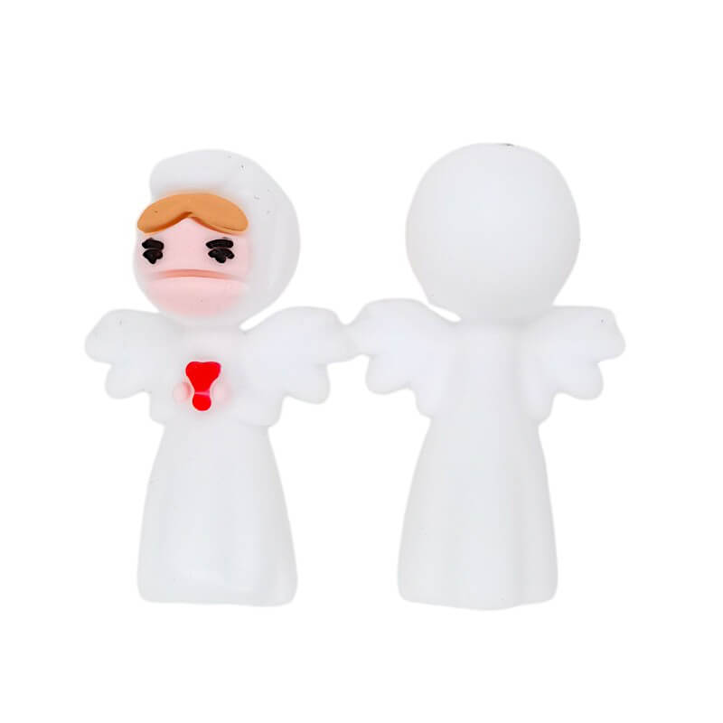 Silicone 3D Focal Beads Love Little Angel Holding Red Heart