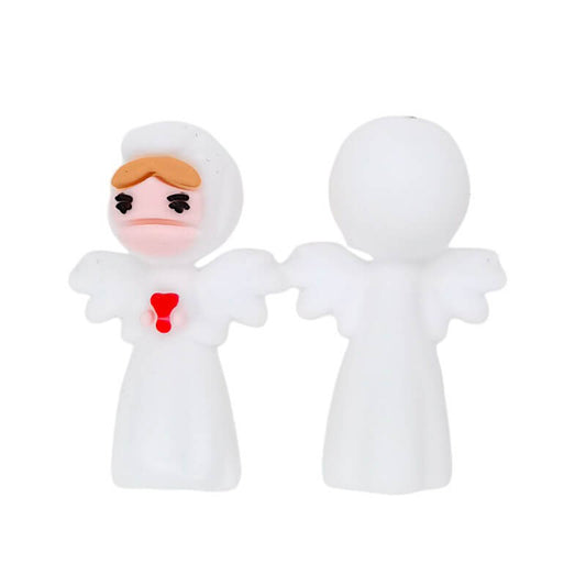Silicone 3D Focal Beads Love Little Angel Holding Red Heart