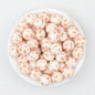 Christmas Theme 15mm Printed Silicone Round Beads 50pcs - Orange Santa