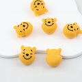 Cute Bear Head 3D Silicone Focal Beads Yellow Face 20pcs - Bear