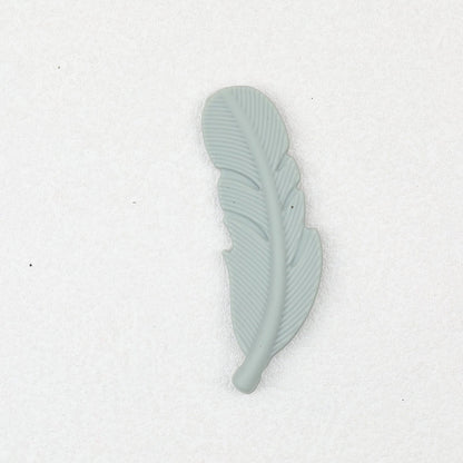 Colorful Feather Shaped Silicone Beads 20pcs - Dark Green Gray
