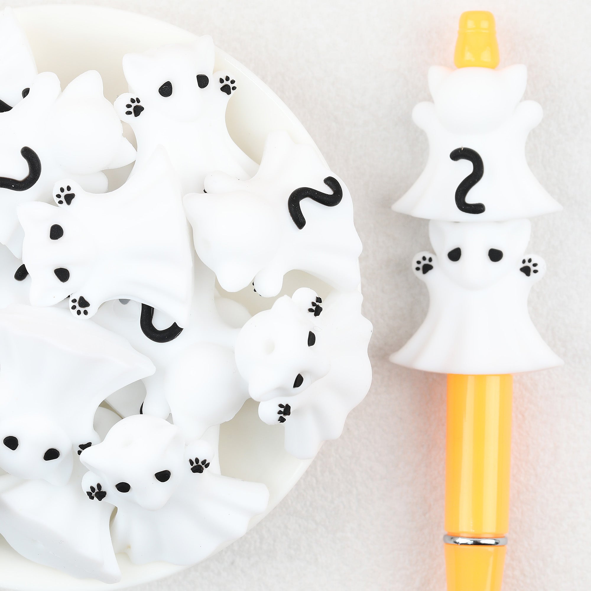 3D Halloween Black Cat Ghost Silicone Focal Beads 20Pcs 
