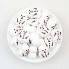 Snowman Christmas 3D Silicone Focal Beads Wholesale, White Orange Noses Brown Arms