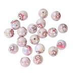 16mm Printed Double Sided Cat Pattern Acrylic Round Beads 20pcs 5