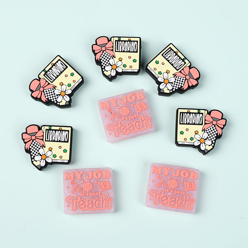 Silicone Focal Beads Library Reed Duck Book Phrase Set 20pcs 4