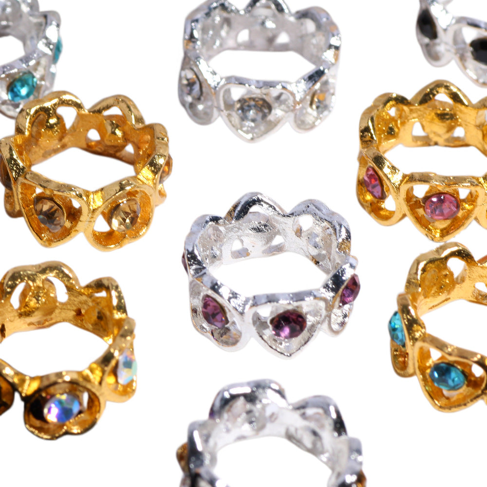Vintage Micro Pave Zircon Heart Alloy Beads 16mm 10pcs 5