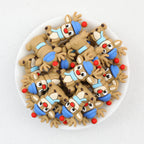3D Winter Cute Reindeer Silicone Focal Beads