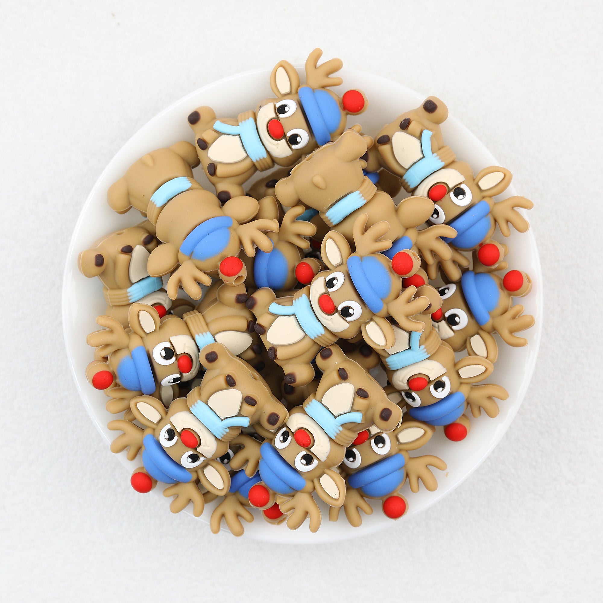 3D Winter Cute Reindeer Silicone Focal Beads