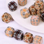 Burberry Style Printed Acrylic Square Beads 14mm 40pcs
