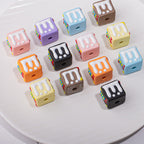 Hand Drawn Candle Square Acrylic Beads 16mm Colorful 5pcs 4