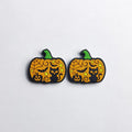 Silicone Focal Beads Halloween Pumpkin With Cats And Bats 20pcs