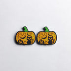 Silicone Focal Beads Halloween Pumpkin With Cats And Bats 20pcs