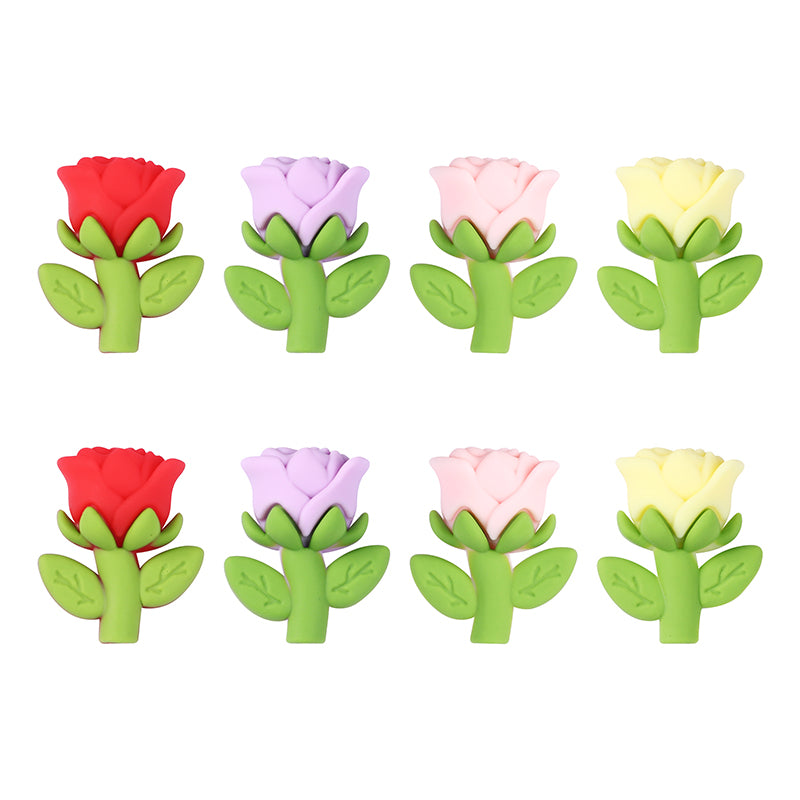Silicone 3D Focal Beads Rose Multi Color Delicate Petals 20pcs 7