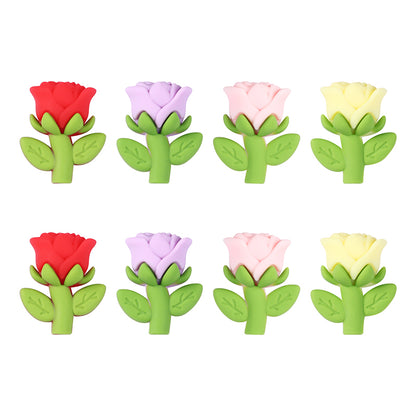 Silicone 3D Focal Beads Rose Multi Color Delicate Petals 20pcs 7
