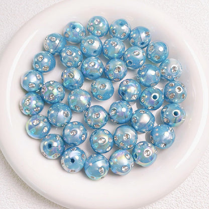Diamond Round Acrylic Beads 16mm Glossy Faceted Mixed Colors 10pcs 8
