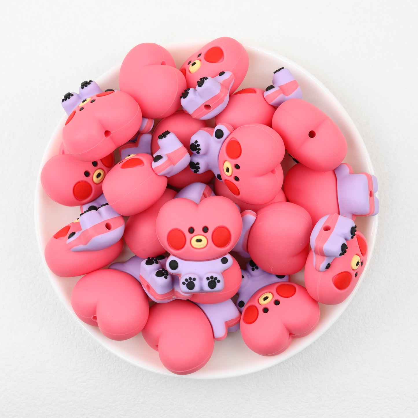 3D Animal Silicone Focal Beads Cute Rabbit Dog Design 20pcs