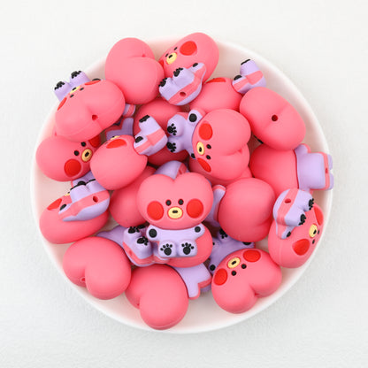 3D Animal Silicone Focal Beads Cute Rabbit Dog Design 20pcs
