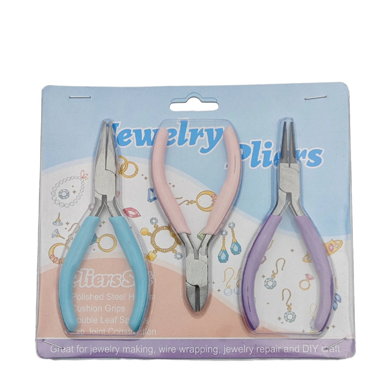 Carbon Steel Jewelry Pliers Set 110mm and 125mm with Pastel Handles