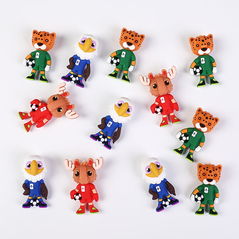 Silicone 3D Focal Beads Mascot White Haired Sea Eagle Kratch Holding Soccer Balls 20pcs 5