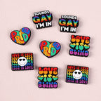 Silicone Focal Beads Rainbow Pride Bold Typography Hearts 20pcs