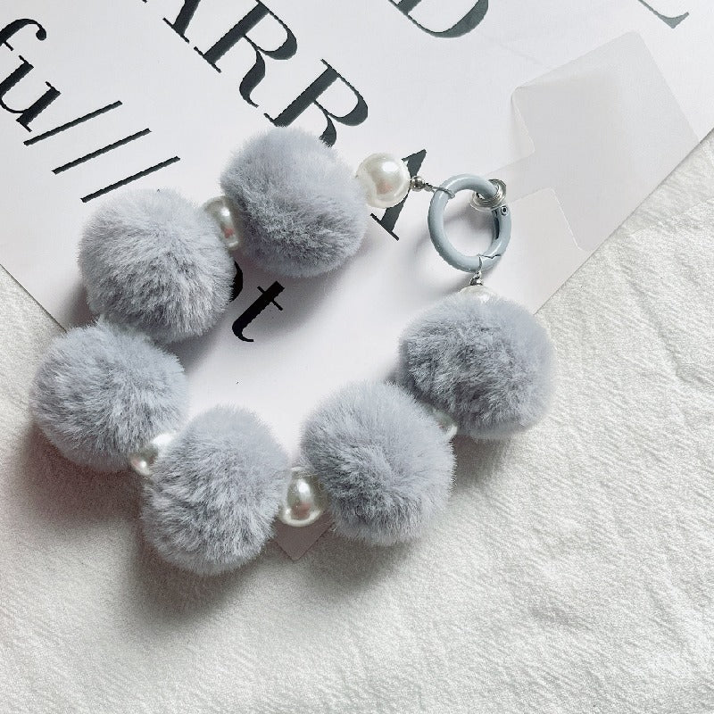 Beaded Ball Pearl Pom Pom Wristlet Keychain Colorful Pastel Neutrals 8