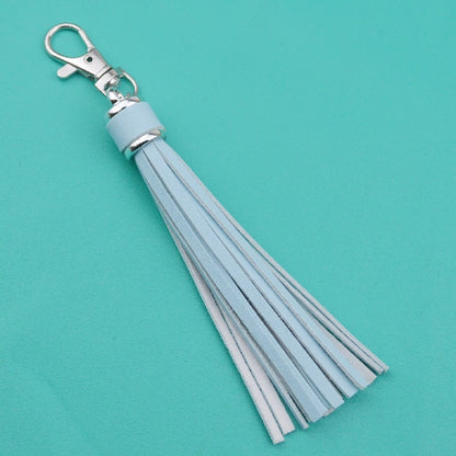 PU Leather Tassel Keychain 9cm Strips Silver Lobster Clasp 38