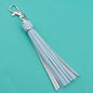 PU Leather Tassel Keychain 9cm Strips Silver Lobster Clasp 38