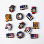 Silicone Focal Beads USA Veterans USA Skeleton Flag Front View 20Pcs 4