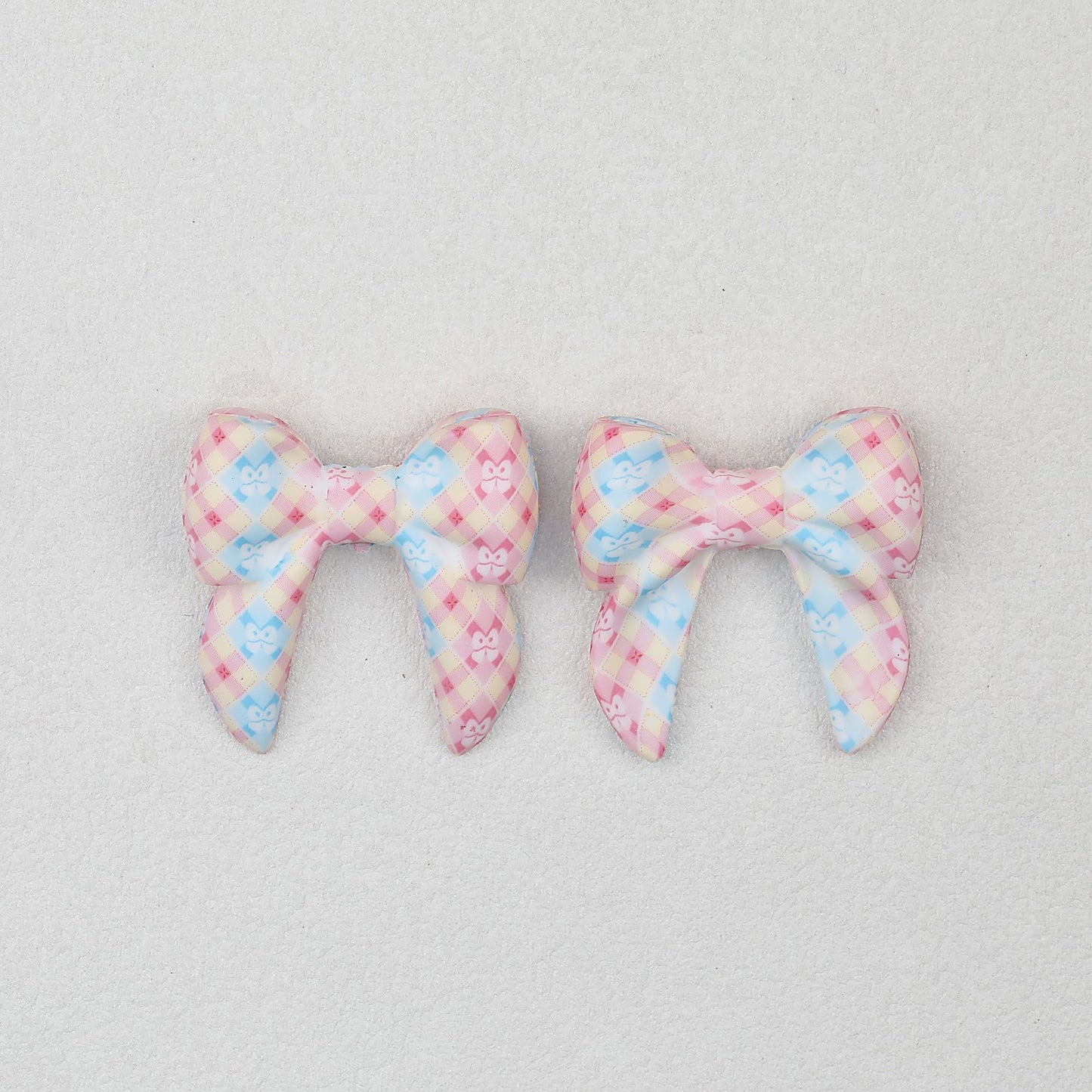 3D Printed Bow Shape Silicone Beads Colorful Pattern 10pcs - 19