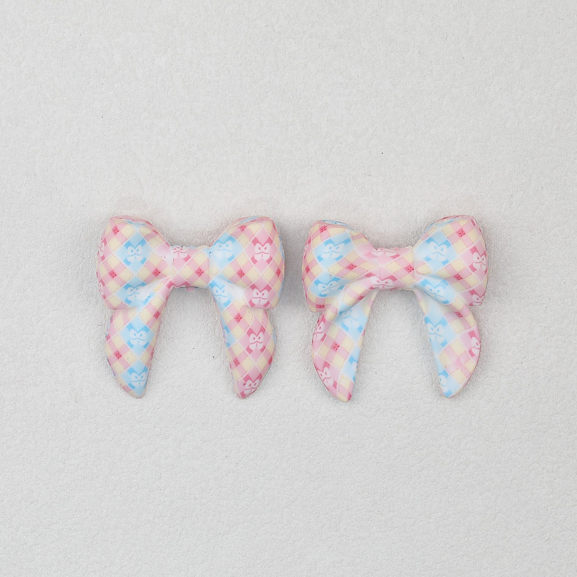 3D Printed Bow Shape Silicone Beads Colorful Pattern 10pcs - 19