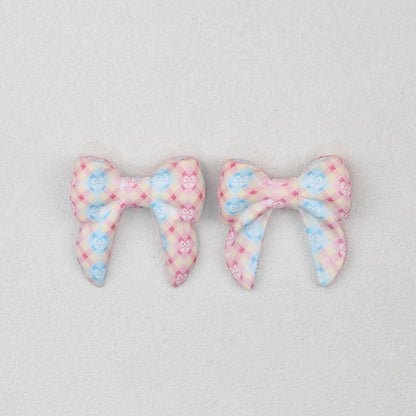 3D Printed Bow Shape Silicone Beads Colorful Pattern 10pcs - 19