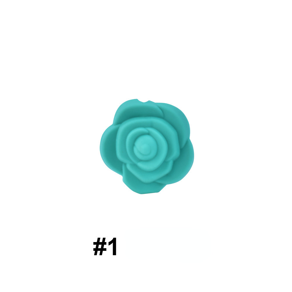 Double-Sided Flower Silicone Beads Multi Color Solid 50pcs 5