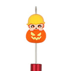 Silicone 3D Focal Beads Halloween Pumpkin Dolls Yellow Hats 20pcs 2