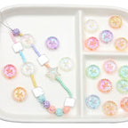 Flat Round Acrylic Beads 23mm Iridescent Puppy Wreath Design 8pcs 4