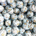 15mm Silicone Beads Rainbow Clouds Flower Print 50pcs