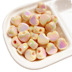 Cream Color Heart Acrylic Beads 12x14.5mm Large Hole 10pcs 5