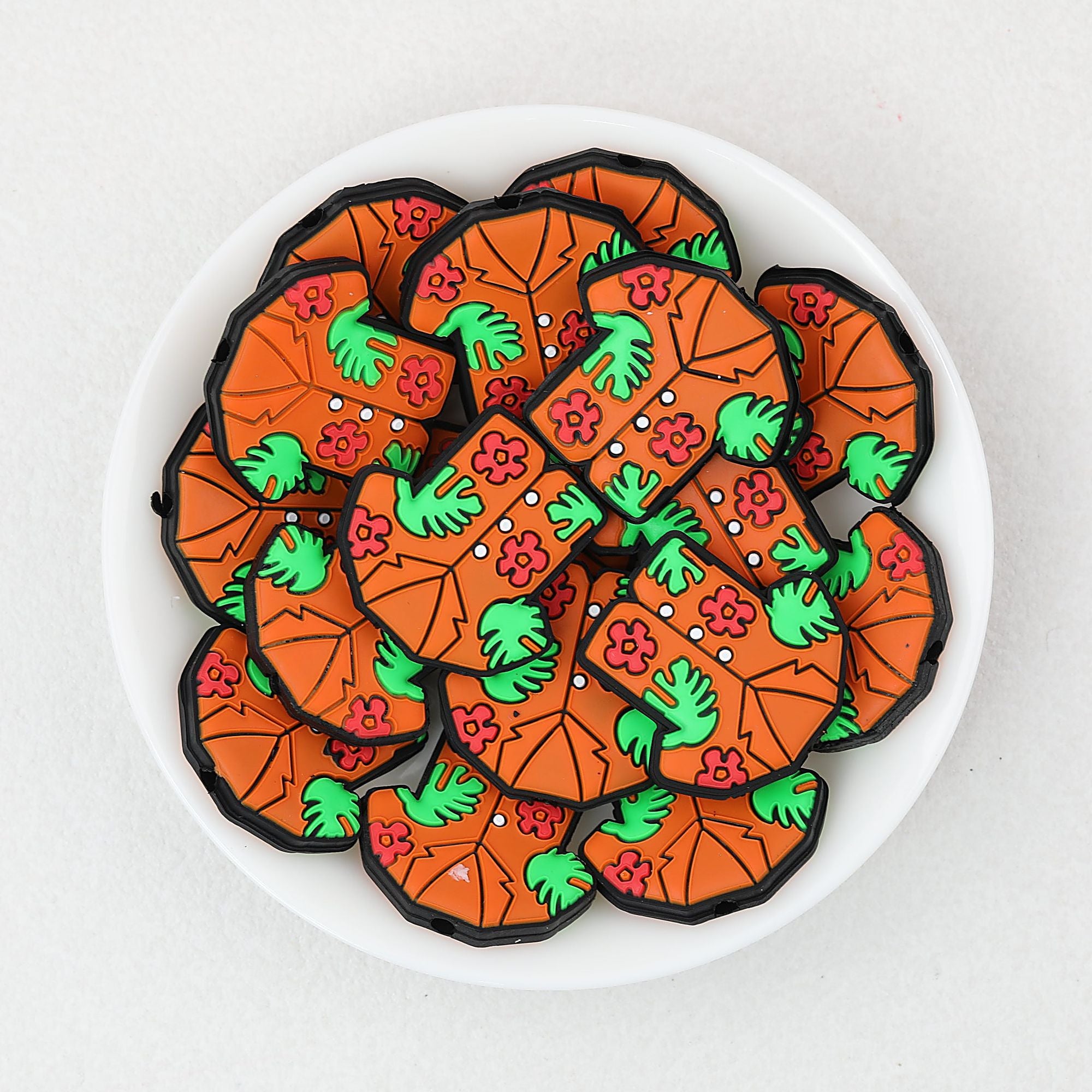 Summer Floral Pattern Shirt Silicone Focal Beads 20 pcs