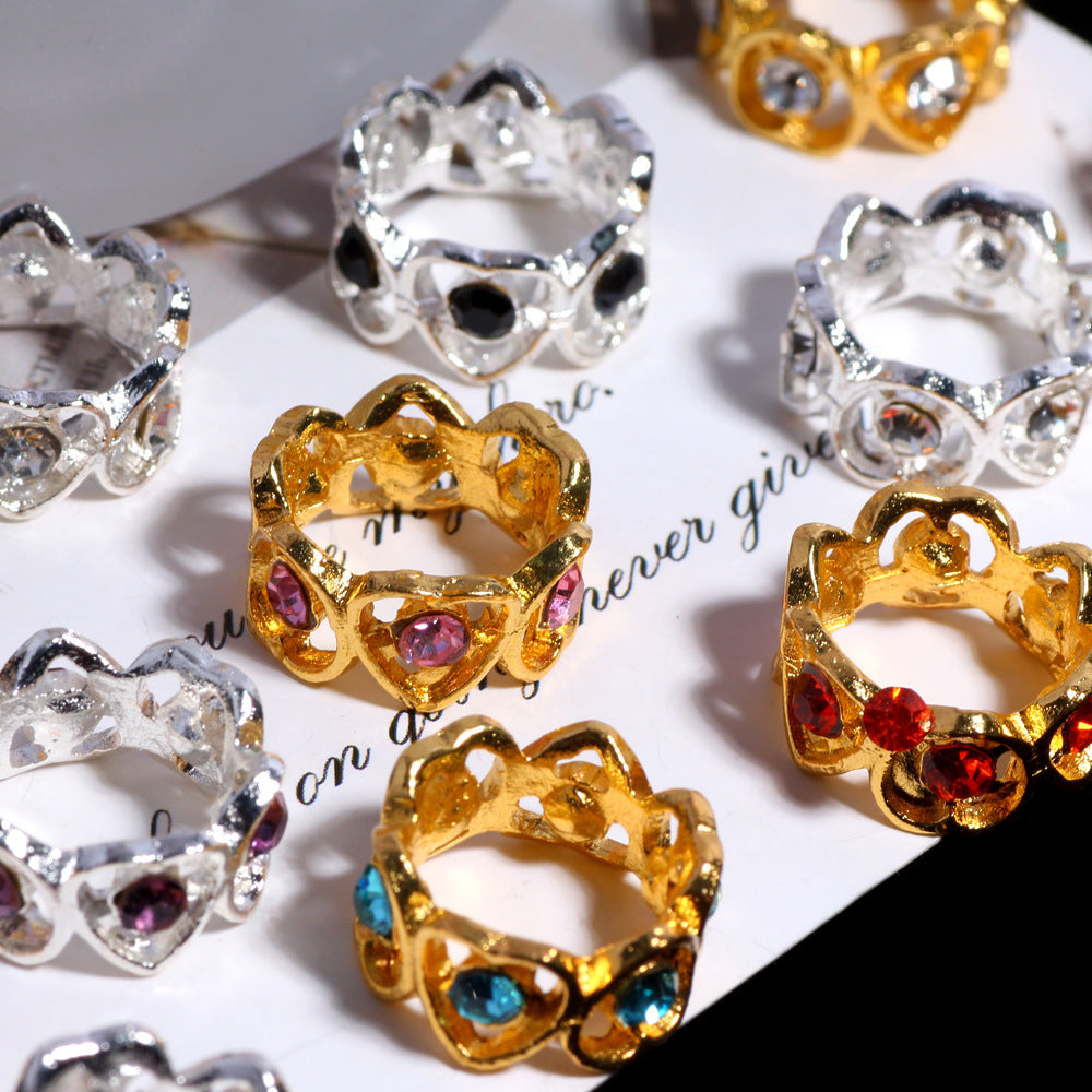 Vintage Micro Pave Zircon Heart Alloy Beads 16mm 10pcs