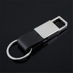 Leather Bevel Pull Ring Keychain Black PU Leather Minimalist Design 3