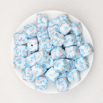 Floral Pattern 13.5mm Square Silicone Beads Printed Design 50pcs 5