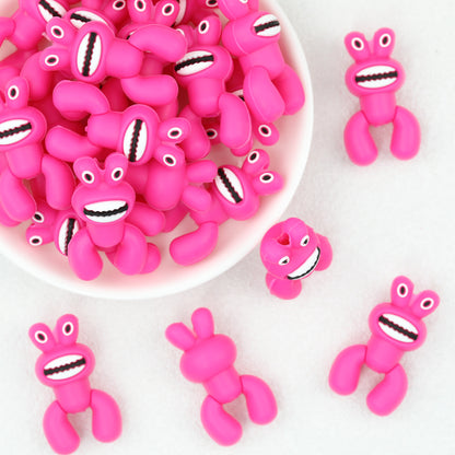 Bright Pink 3D Monster Silicone Focal Beads 20 pcs