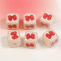 Heart Flower Square Acrylic Beads 14mm Colorful Pattern 10pcs 14