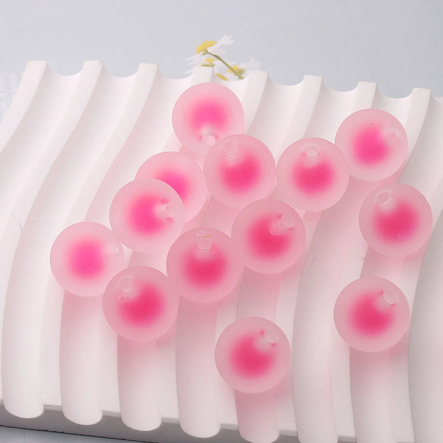 Rubberized Matte Acrylic Beads 16mm Frosted Colorful Core 50pcs 5